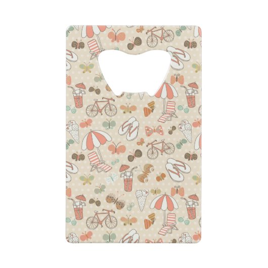Summer Vacation Pattern Creditkaart Flessenopener (Voorkant)