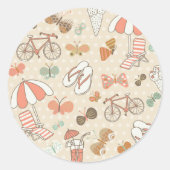 Summer Vacation Pattern Ronde Sticker (Voorkant)