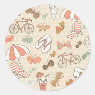 Summer Vacation Pattern Ronde Sticker