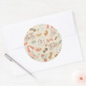 Summer Vacation Pattern Ronde Sticker (Envelop)