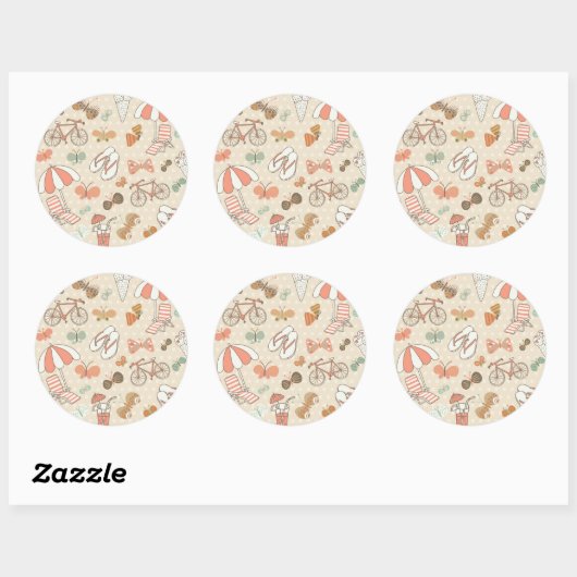 Summer Vacation Pattern Ronde Sticker (Vel)