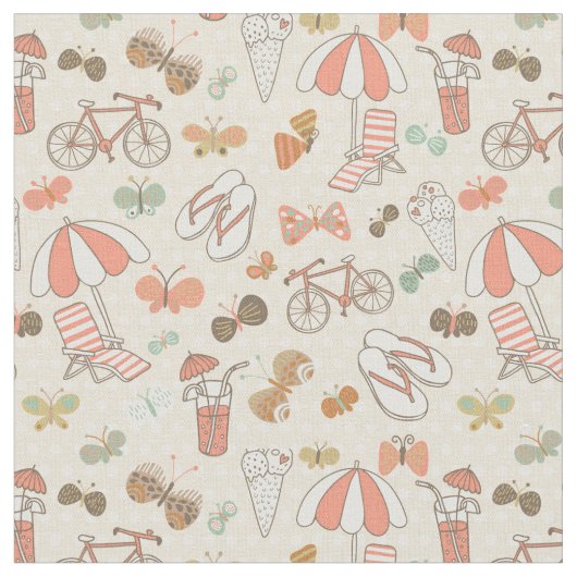 Summer Vacation Pattern Stof (Close Up)