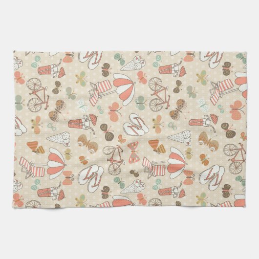 Summer Vacation Pattern Theedoek (Horizontaal)