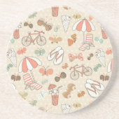 Summer Vacation Pattern Zandsteen Onderzetter (Voorkant)