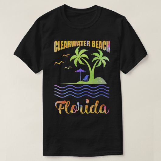 Summer Vacation Retro Sunset Florida Clearwater be T-shirt (Design voorkant)