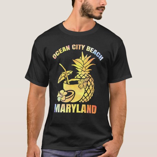 Summer Vacation Retro Sunset Maryland Ocean City B T-shirt (Voorkant)