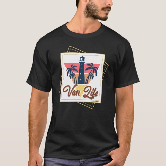 Summer Vacation Van Lighthouse Ocean Beach T-shirt (Voorkant)