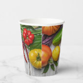 Summer Vegetable Harvest Border Papieren Bekers (Rechts)