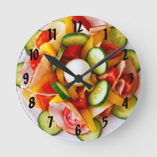 Summer Vegetable Salad Wall Clock Ronde Klok