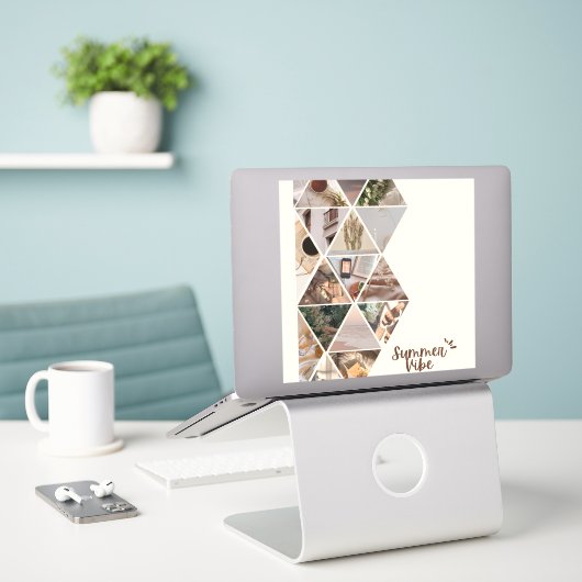 Summer Vibe, ik wil bij je zijn, beige kleur Sticker (Laptop op bureau)