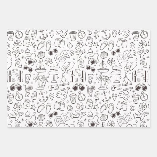 Summer Vibe Leuke Doodle Kleurrijke Zwart-Wit Inpakpapier Vel (Voorkant 2)