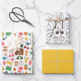 Summer Vibe Leuke Doodle Kleurrijke Zwart-Wit Inpakpapier Vel