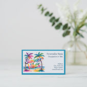 Summer Vibe Pastel Island Scene Palm Trees Beach Visitekaartje (Staand voorkant)