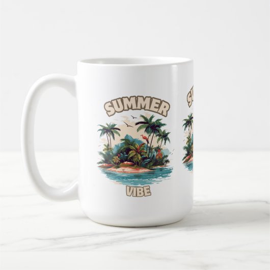 Summer Vibe Tropical Island Illustratie Koffiemok (Links)