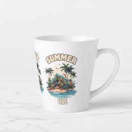 Summer Vibe Tropical Island Illustratie Latte Mok
