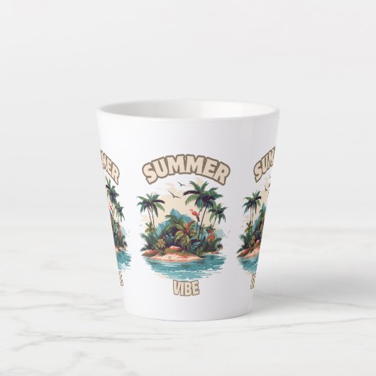 Summer Vibe Tropical Island Illustratie Latte Mok (Voorkant)