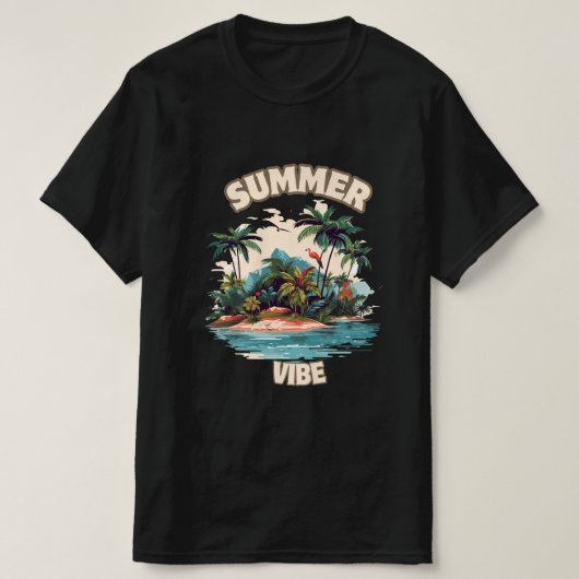 Summer Vibe Tropical Island Illustratie T-shirt (Design voorkant)