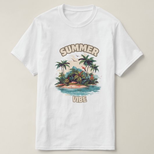 Summer Vibe Tropical Island Illustratie T-shirt (Design voorkant)