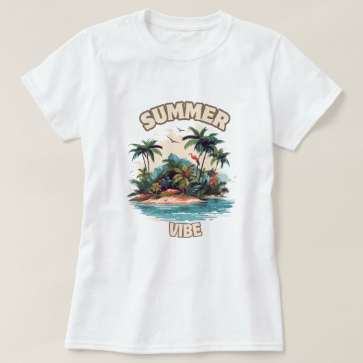 Summer Vibe Tropical Island Illustratie T-shirt (Design voorkant)
