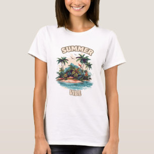 Summer Vibe Tropical Island Illustratie T-shirt