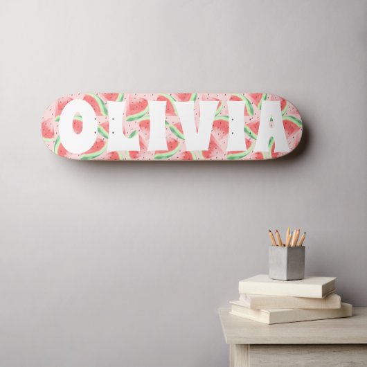 Summer Vibe Watermelon Custom Sweet Skateboard (Muurkunst (Horizontaal))