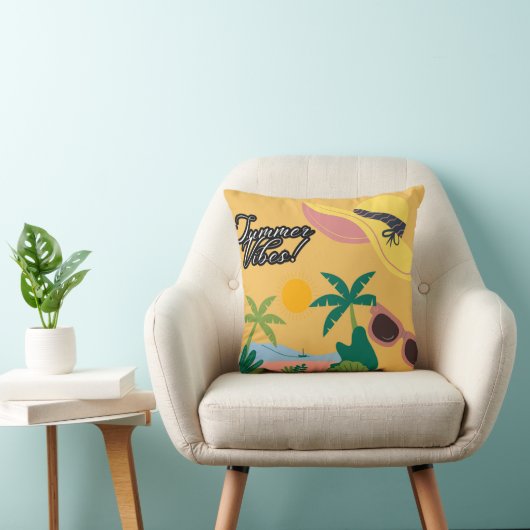 Summer Vibe Yellow Throw pillow Kussen (Stoel)