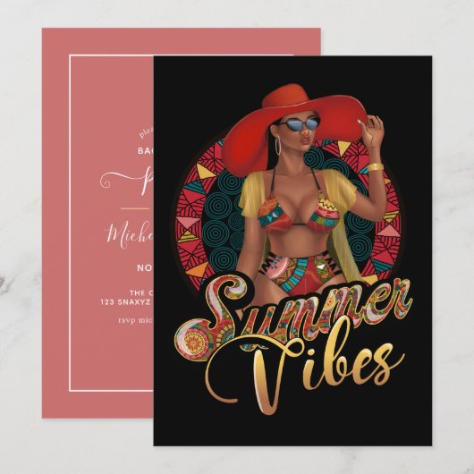 Summer Vibes Bachelorette Party Invitation Kaart (Voorkant / Achterkant)