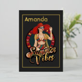 Summer Vibes Beach Birthday Party Folie Uitnodiging (Staand Voorkant)