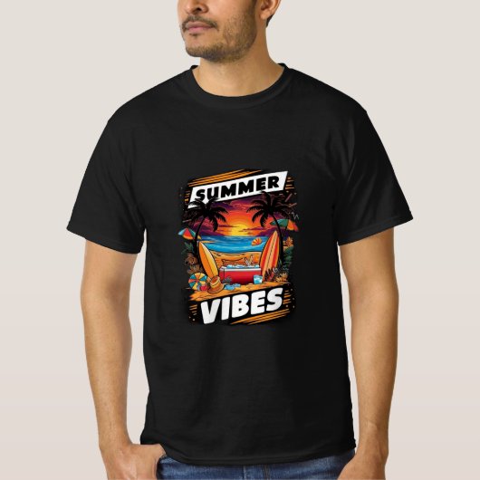 Summer Vibes Beach Scene T-shirt – Tropisch Plezie (Voorkant)
