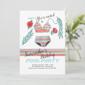 Summer Vibes Birthday Pool Party Kaart (Staand voorkant)