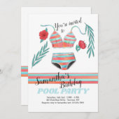 Summer Vibes Birthday Pool Party Kaart (Voorkant / Achterkant)