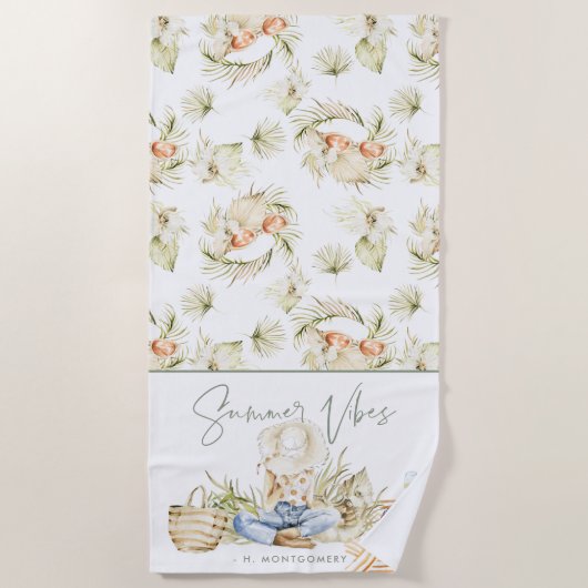 Summer Vibes | Boho Bachelorette Weekend Strandlaken (Voorkant)