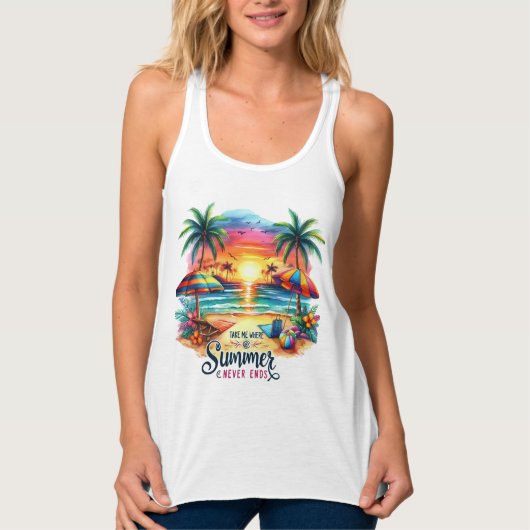 Summer Vibes Brushstroke Beach Sunset-34626 Hoodie Tanktop (Voorkant)