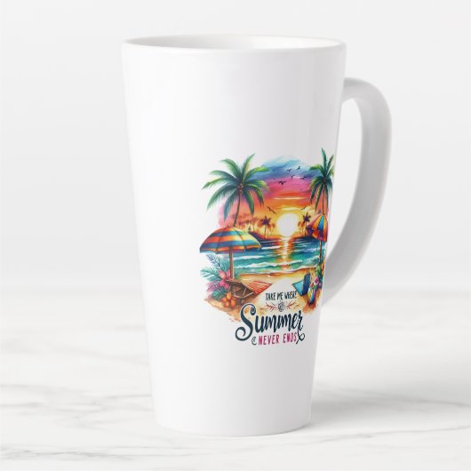 Summer Vibes Brushstroke Beach Sunset-34626 Latte Mok (Rechterhoek)