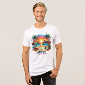 Summer Vibes Brushstroke Beach Sunset-34626 Tri-Blend Shirt (Voorkant volledig)