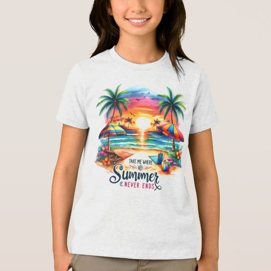Summer Vibes Brushstroke Beach Sunset-34626 Tri-Blend Shirt (Voorkant)
