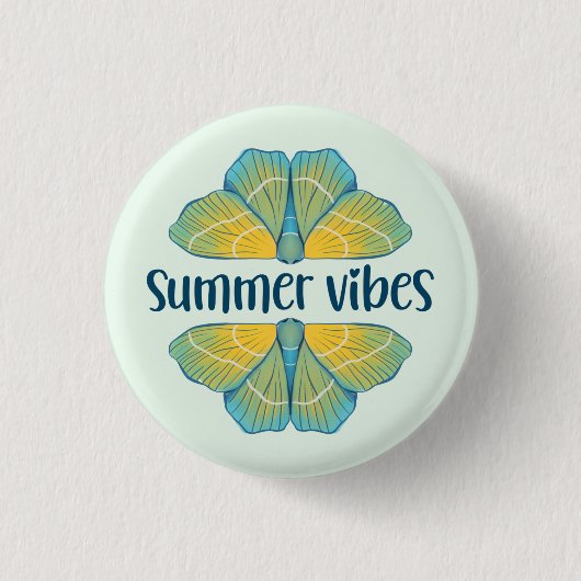 Summer Vibes Butterfly Ronde Button 3,2 Cm (Voorkant)