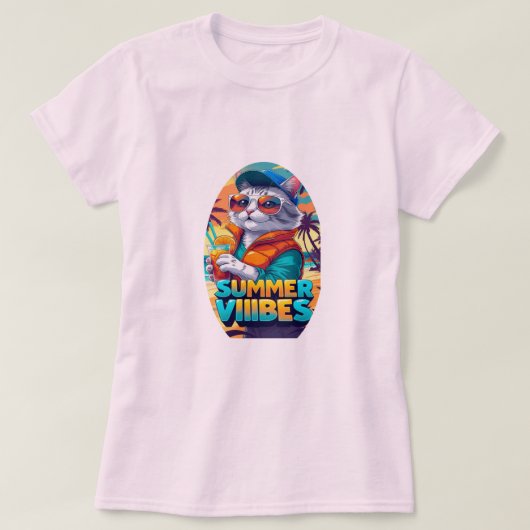 Summer Vibes Cat T-shirt (Design voorkant)