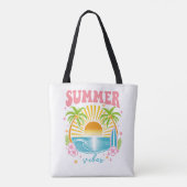 "Summer Vibes" Cheerful Boho Beach Palm Trees Tote Bag (Achterkant)