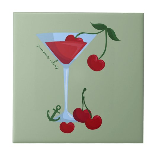 Summer Vibes Cherry Tegeltje (Voorkant)