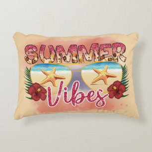 Summer Vibes Coastal Beach Zonnebril Ontwerp Accent Kussen