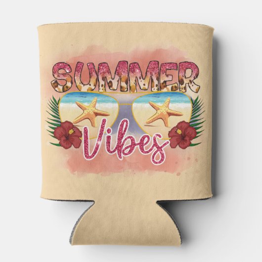 Summer Vibes | Coastal Beach Zonnebril Ontwerp Blikjeskoeler (Achterkant)