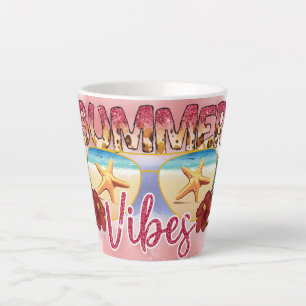 Summer Vibes Coastal Beach Zonnebril Ontwerp Latte Mok