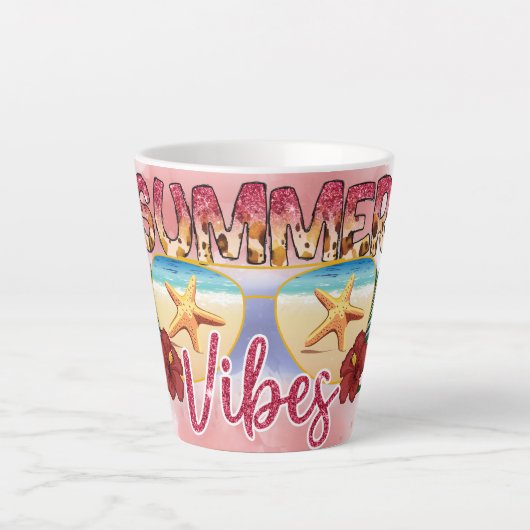 Summer Vibes | Coastal Beach Zonnebril Ontwerp Latte Mok (Voorkant)