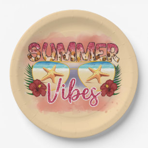 Summer Vibes   Coastal Beach Zonnebril Ontwerp Papieren Bordje