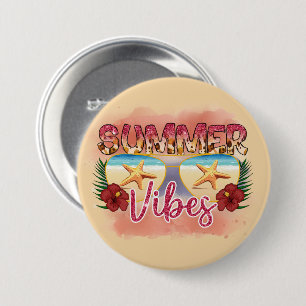 Summer Vibes   Coastal Beach Zonnebril Ontwerp Ronde Button 7,6 Cm