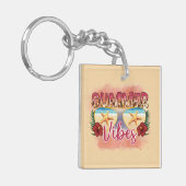 Summer Vibes | Coastal Beach Zonnebril Ontwerp Sleutelhanger (Voorkant Links)