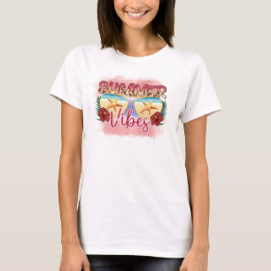 Summer Vibes Coastal Beach Zonnebril Ontwerp T-shirt