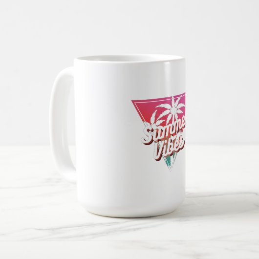 Summer Vibes Coffee Mok – Tropische strandstijl (Voorkant links)