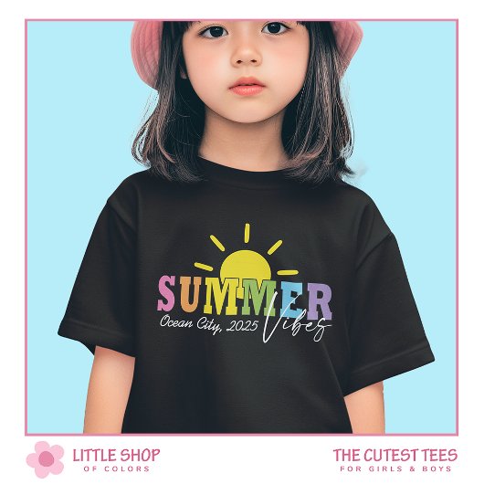 Summer Vibes Colorful Typography Girls T-shirt